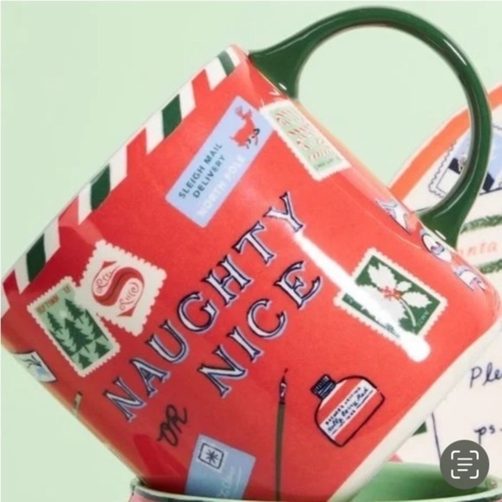 Anthropologie George & Viv Naughty Nice Merry Christmas Mug